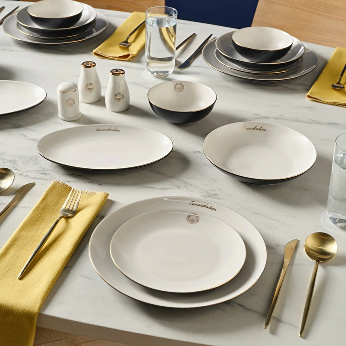 Karaca x Fenerbahçe Lisanslı Elegance Bone Gold 53 Parça Yemek Takımı