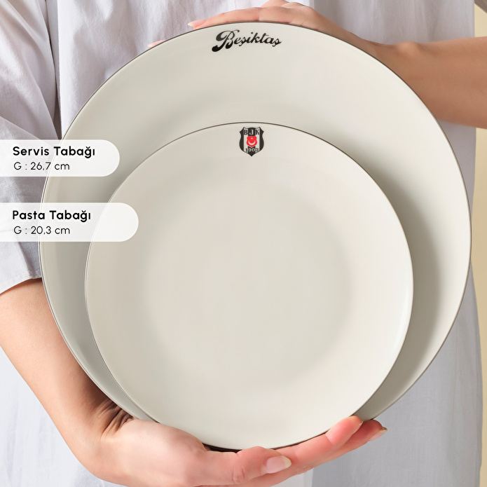 Karaca x Beşiktaş Lisanslı Elegance Bone Platin 53 Parça 12 Kişilik Yemek Takımı
