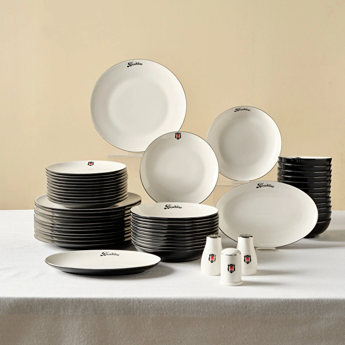 Karaca x Beşiktaş Lisanslı Elegance Bone Platin 53 Prç Yemek Takımı