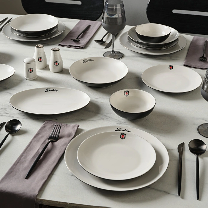 Karaca x Beşiktaş Lisanslı Elegance Bone Platin 53 Prç Yemek Takımı