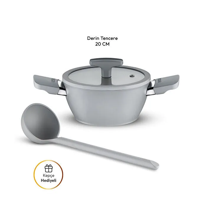 Emsan Swiss Cyrstal RS Derin Tencere Gri 20 cm