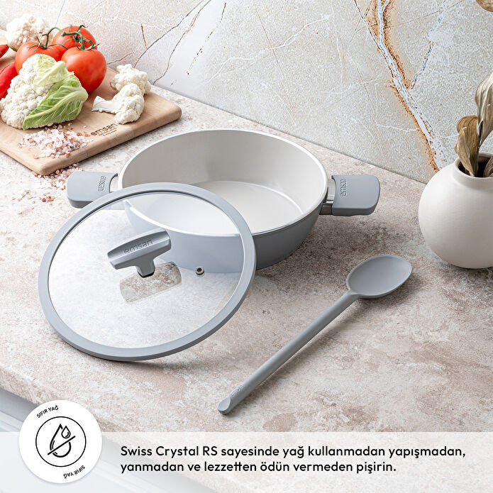Emsan Swiss Cyrstal RS Karnıyarık Tenceresi Gri 24 cm