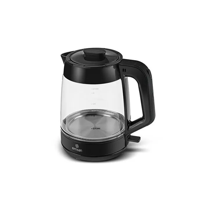 Emsan Glass Tea XL 2 in 1 Cam Çay Makinesi ve Kettle Shiny Black
