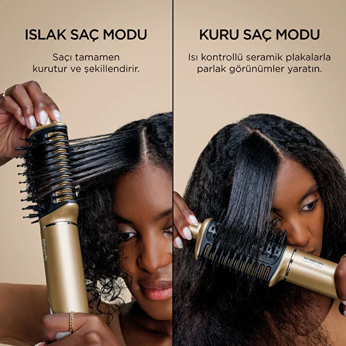 Shark Glam 5 Başlıklı Düz,Dalgalı ve Bukleli Çok Amaçlı Saç Şekillendirici - Gold