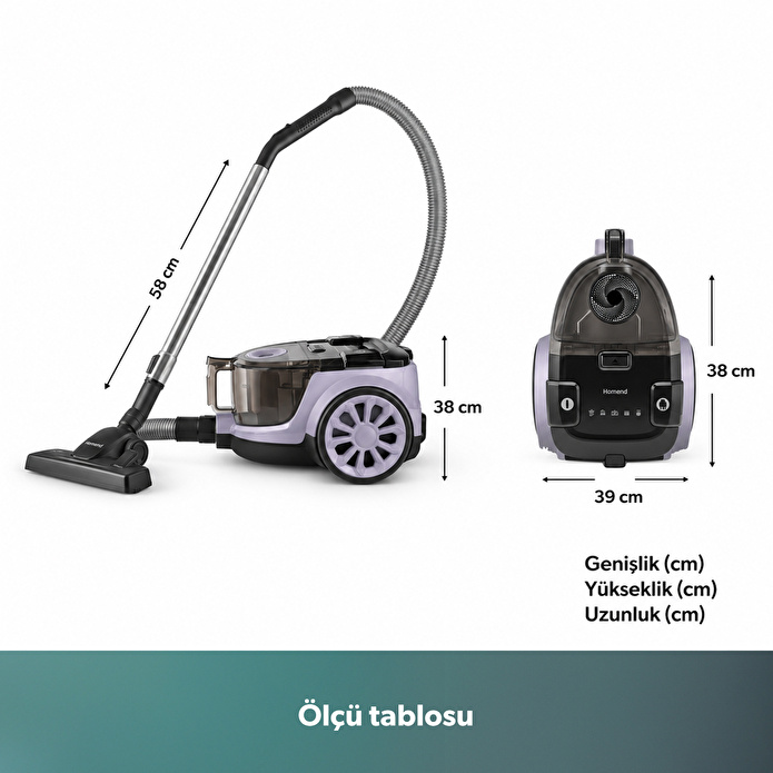 Homend Dustroyer 1255H Toz Torbasız Elektrikli Süpürge Lila