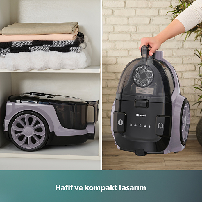 Homend Dustroyer 1255H Toz Torbasız Elektrikli Süpürge Lila