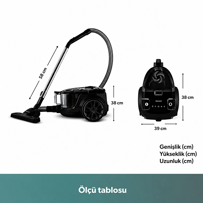 Homend Dustroyer 1255H Yatay Süpürge Siyah