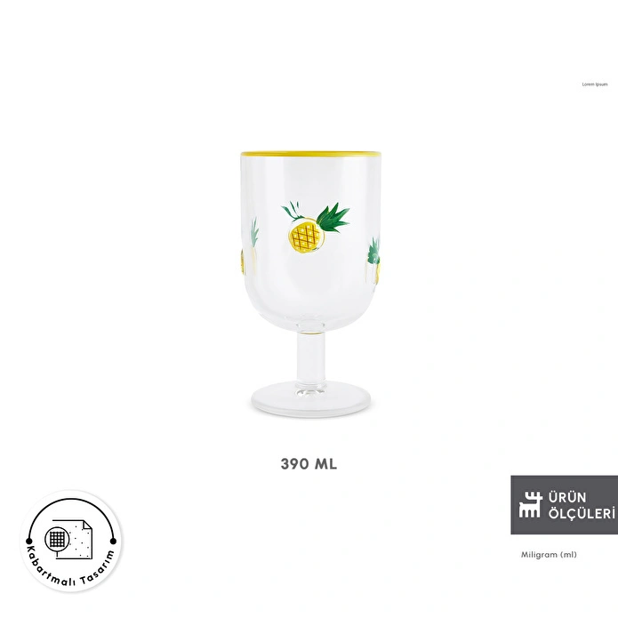 Karaca Pineapple Kadeh 390 ml Sarı