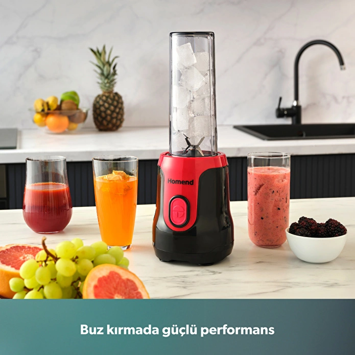 Homend Mixfresh 7026H Kişisel Smoothie Blender Siyah Kırmızı