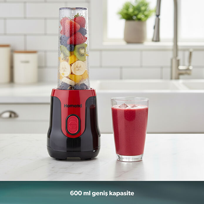 Homend Mixfresh 7026H Kişisel Smoothie Blender Siyah Kırmızı