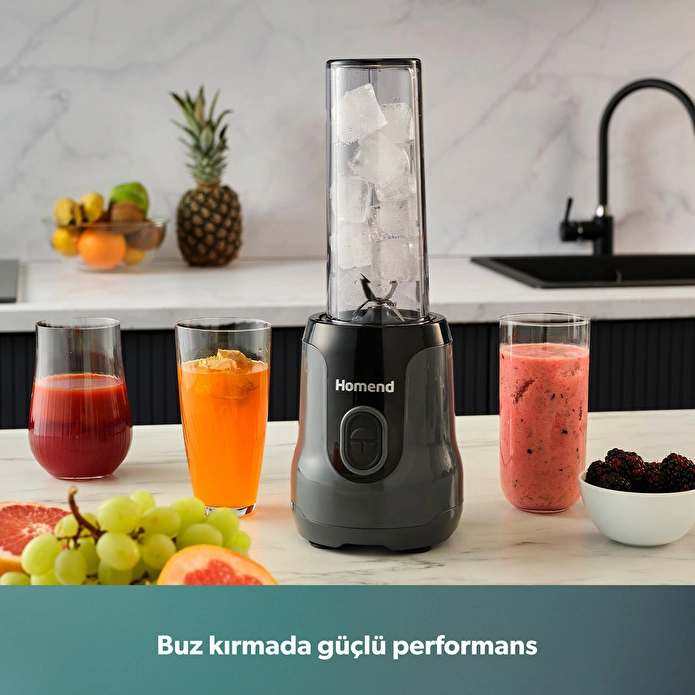 Homend Mixfresh 7026H Kişisel Smoothie Blender Antrasit Siyah
