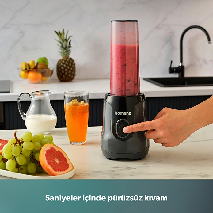 Homend Mixfresh 7026H Kişisel Smoothie Blender Antrasit Siyah