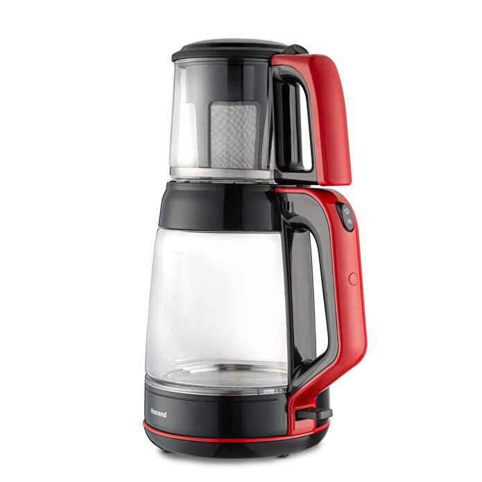 Homend Infinity 1764H Cam Çay Makinesi Siyah Kırmızı