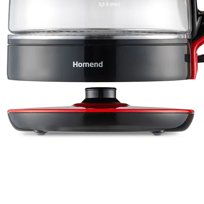 Homend Infinity 1764H Cam Çay Makinesi Siyah Kırmızı