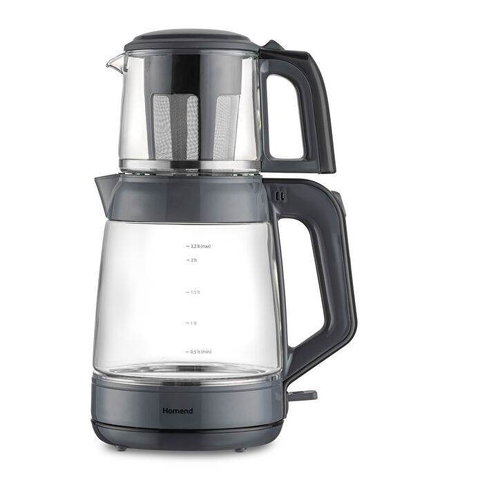 Homend Infinity 1764H Cam Çay Makinesi Antrasit Siyah