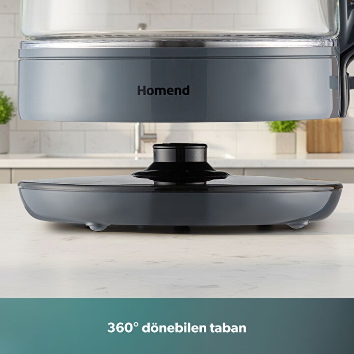 Homend Infinity XL 1764H Cam Çay Makinesi Antrasit Siyah