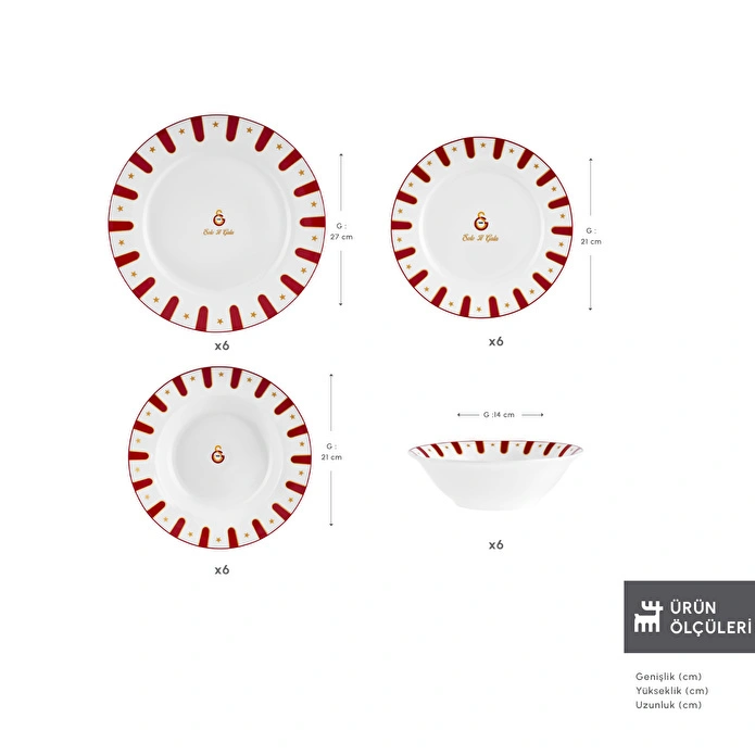 Karaca x Galatasaray Lisanslı Forever Bone 24 Parça 6 Kişilik Yemek Takımı