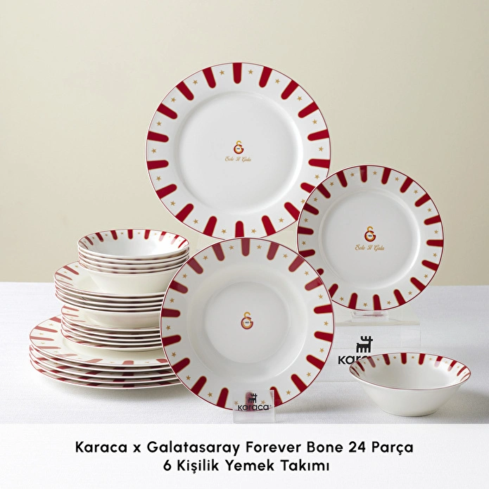 Karaca x Galatasaray Lisanslı Forever Bone 24 Parça 6 Kişilik Yemek Takımı