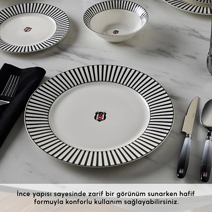 Karaca x Beşiktaş Lisanslı Forever Bone 24 Parça 6 Kişilik Yemek Takımı