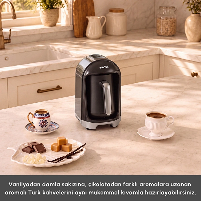 Emsan Kumda 5 Fincan Kapasiteli Türk Kahve Makinesi Black