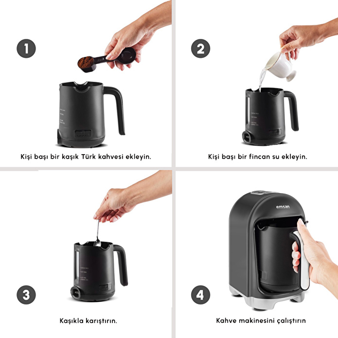 Emsan Kumda 5 Fincan Kapasiteli Türk Kahve Makinesi Black