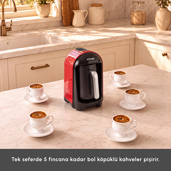 Emsan Kumda 5 Fincan Kapasiteli Türk Kahve Makinesi Ruby