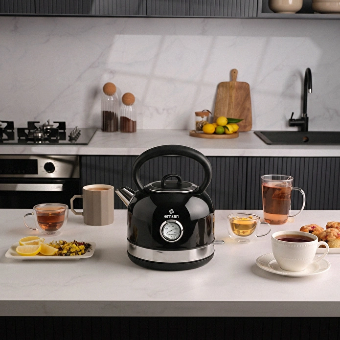 Emsan Retro Su Isıtıcısı 2202 Black 1,7L 2200W