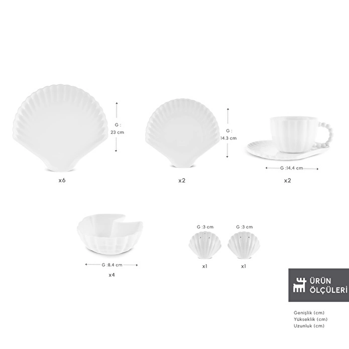 Karaca Stream Bone Ostra 34 Parça 6 Kişilik Kahvaltı Takımı