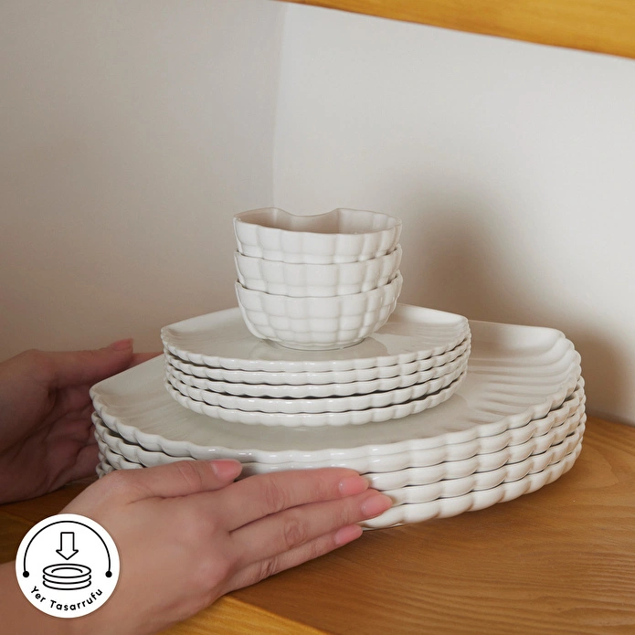 Karaca Stream Bone Ostra 34 Parça 6 Kişilik Kahvaltı Takımı