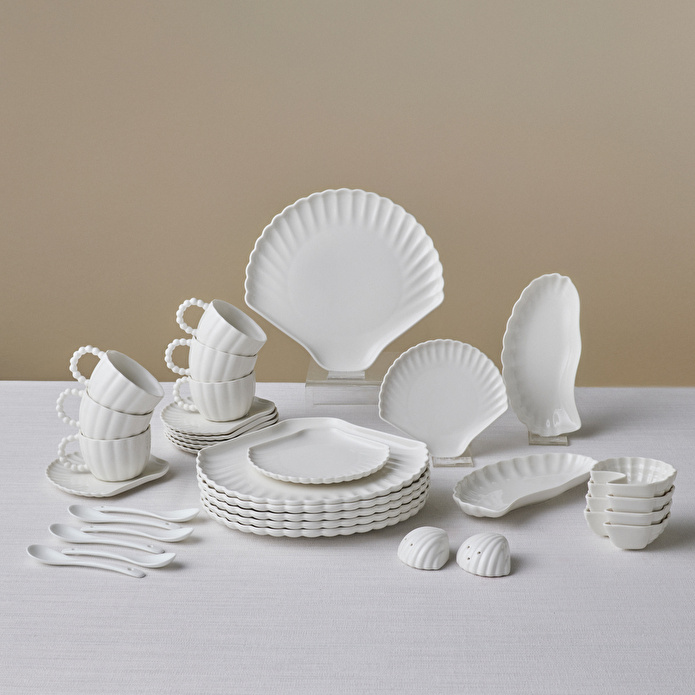 Karaca Stream Bone Ostra 34 Parça 6 Kişilik Kahvaltı Takımı