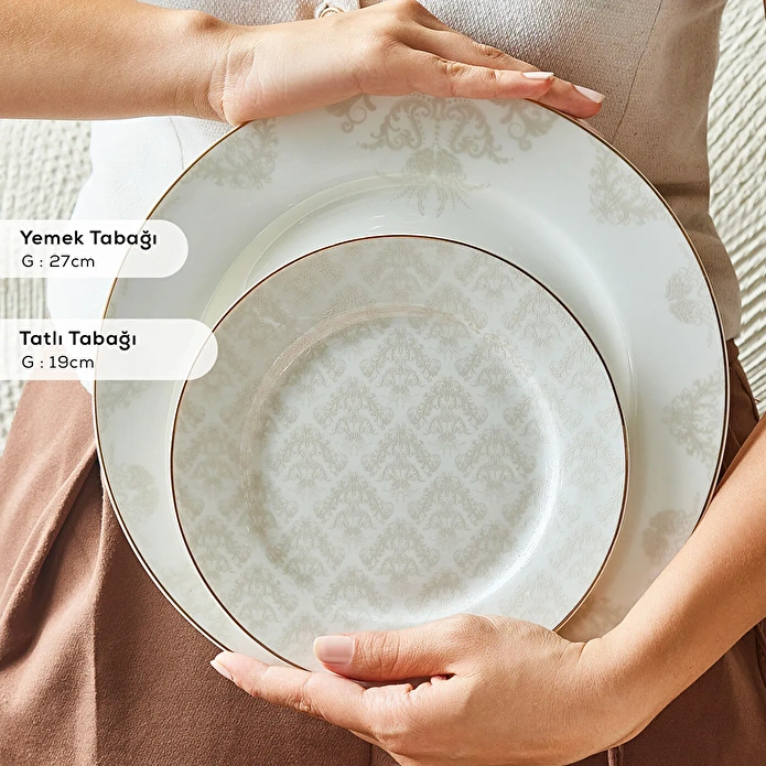 Emsan Elegance Bone Siena 53 Parça 12 Kişilik Yemek Takımı Gold