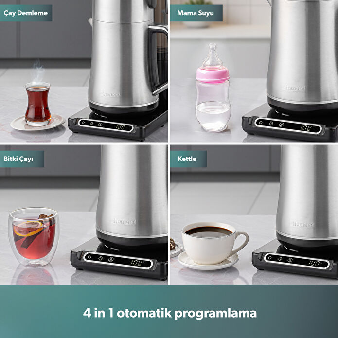 Homend Teabot 1785H Konuşan Otomatik Çay Makinesi Krom