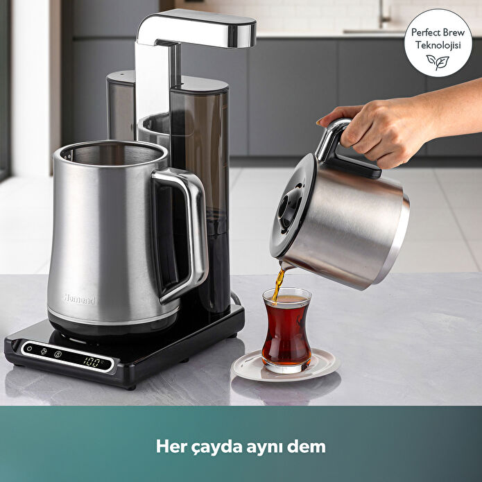 Homend Teabot 1785H Konuşan Otomatik Çay Makinesi Krom