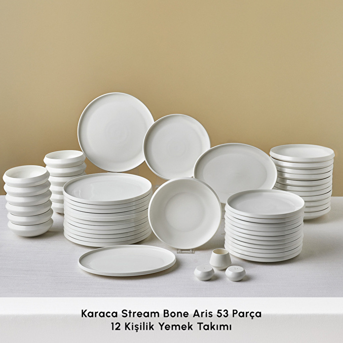 Karaca Stream Bone Aris White 53 Parça 12 Kişilik Yemek Takımı