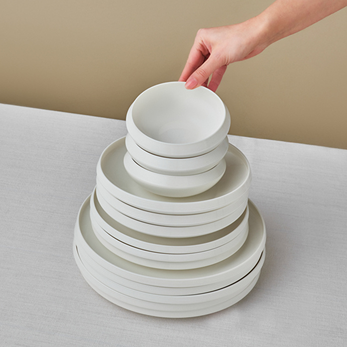 Karaca Stream Bone Aris White 53 Parça 12 Kişilik Yemek Takımı