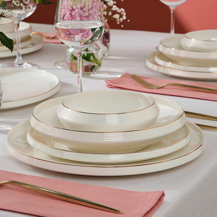Karaca Stream Bone Aris 53 Parça 12 Kişilik Yemek Takımı Gold
