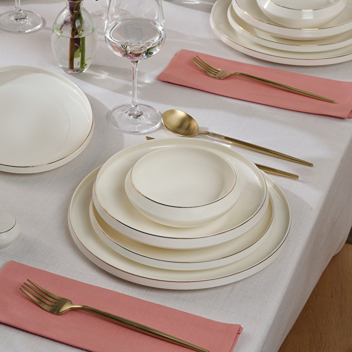 Karaca Stream Bone Aris 53 Parça 12 Kişilik Yemek Takımı Gold
