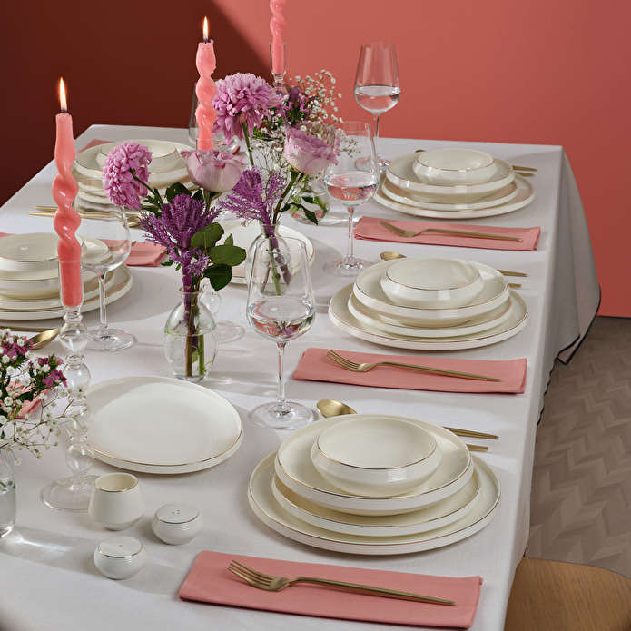 Karaca Stream Bone Aris 53 Parça 12 Kişilik Yemek Takımı Gold