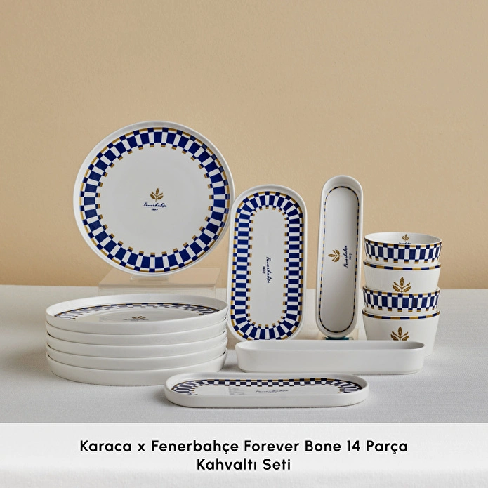 Karaca x Fenerbahçe Lisanslı Forever Bone 14 Parça 6 Kişilik Kahvaltı Takımı