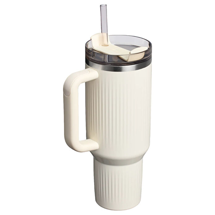 Stanley The Quencher Fluted Tumbler Pipetli Termos Bardak 1,18L Cream Gloss