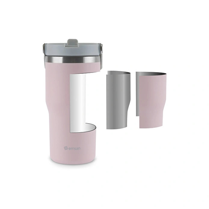 Emsan Star Ice Pipetli Çelik Sızdırmaz Termos Pembe 550 ml