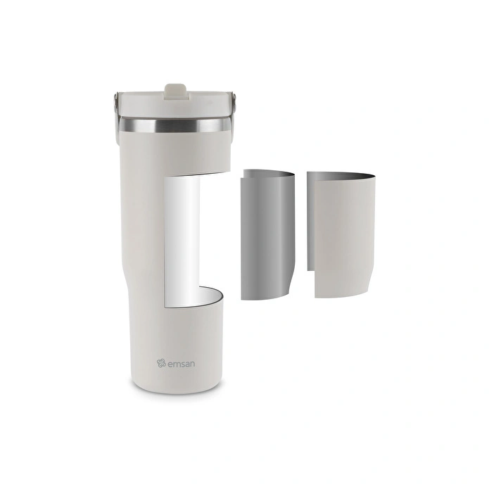 Emsan Star Ice Pipetli Çelik Sızdırmaz Termos Krem 900 ml