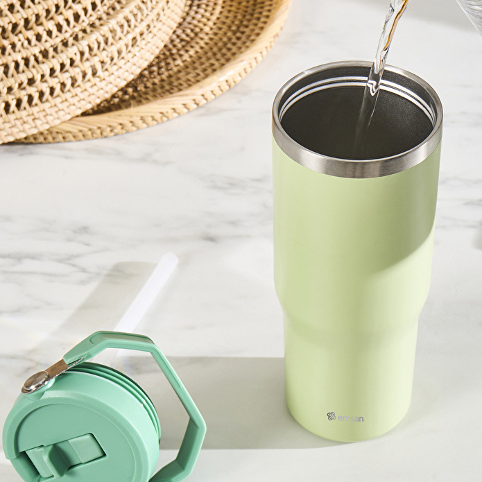 Emsan Star Ice Pipetli Çelik Sızdırmaz Termos Mint 900 ml