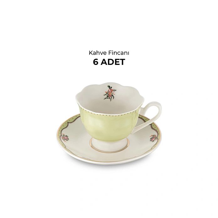 Emsan Romance 6 Kişilik New Bone Kahve Fincan Takımı Yeşil 90 ml
