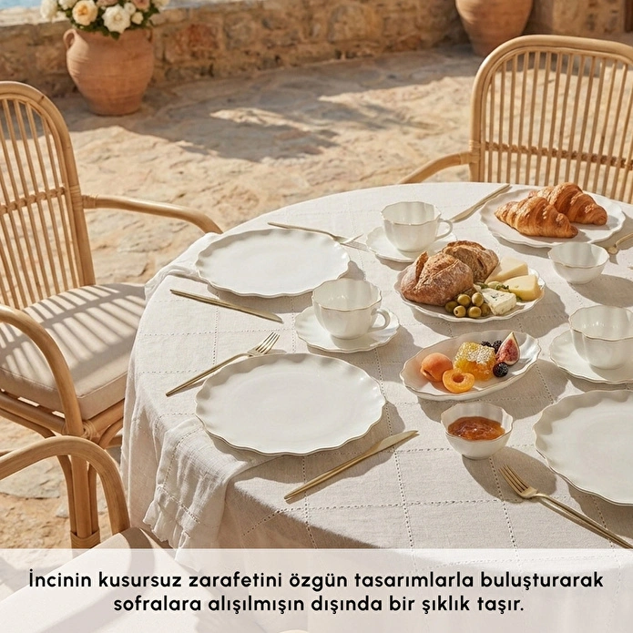 Karaca Fine Pearl Shell Gold 29 Parça 6 Kişilik Kahvaltı Takımı
