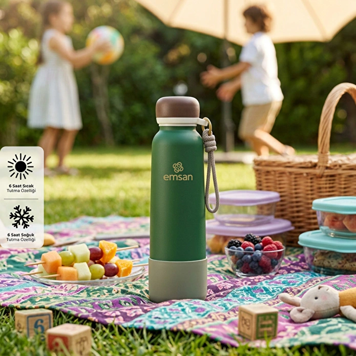 Emsan Thermos Bottle Çelik Sızdırmaz Termos 750 ml Yeşil