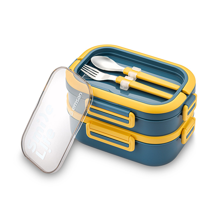 Emsan Smile Life Çift Katlı Lunch Box Mavi