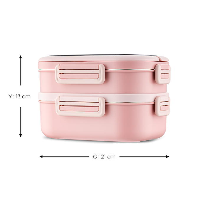 Emsan Smile Life Çift Katlı Lunch Box Pembe