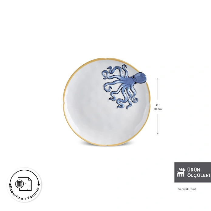 Karaca Atlantis Pasta Tabağı Ahtapot 18 cm
