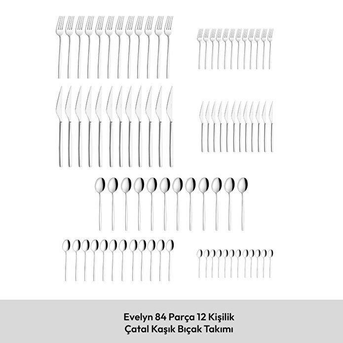 Emsan Evelyn 84 Parça 12 Kişilik Çatal Kaşık Bıçak Takımı